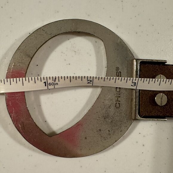 Chico's Brown Belt with Silver and Gold Accents Adjustable - leather slide - Picture 8 of 10